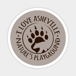 I Love Asheville, NC - Black Bear Paw - BrownO 15 Magnet